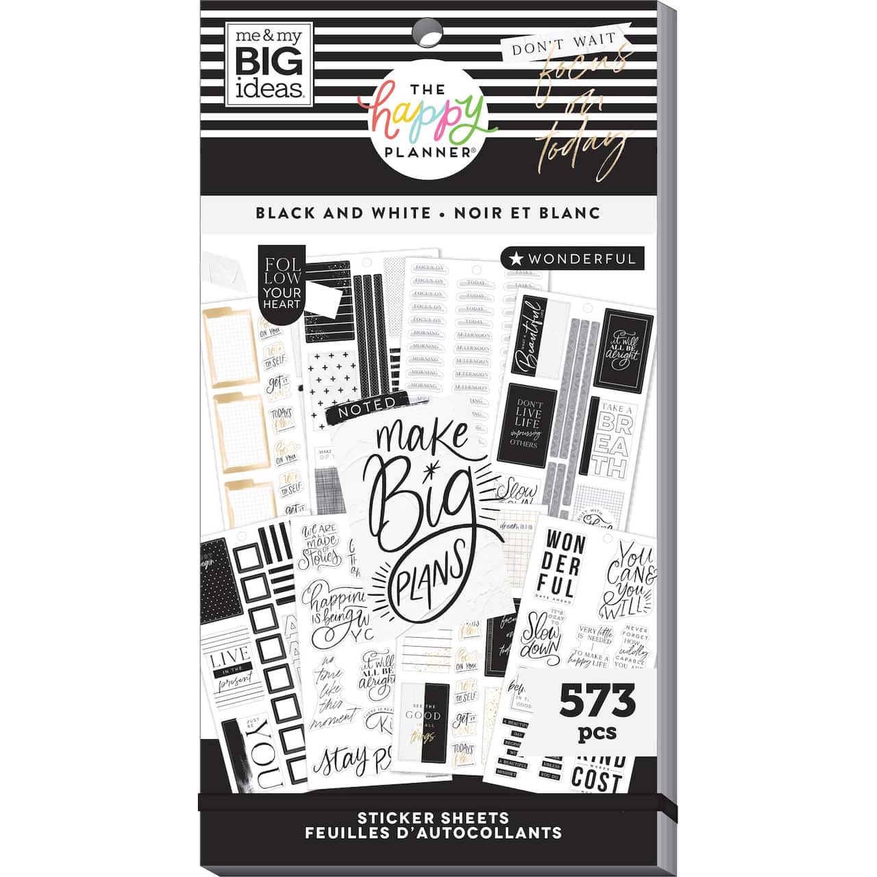 The Happy Planner&#xAE; Black &#x26; White Value Pack Stickers